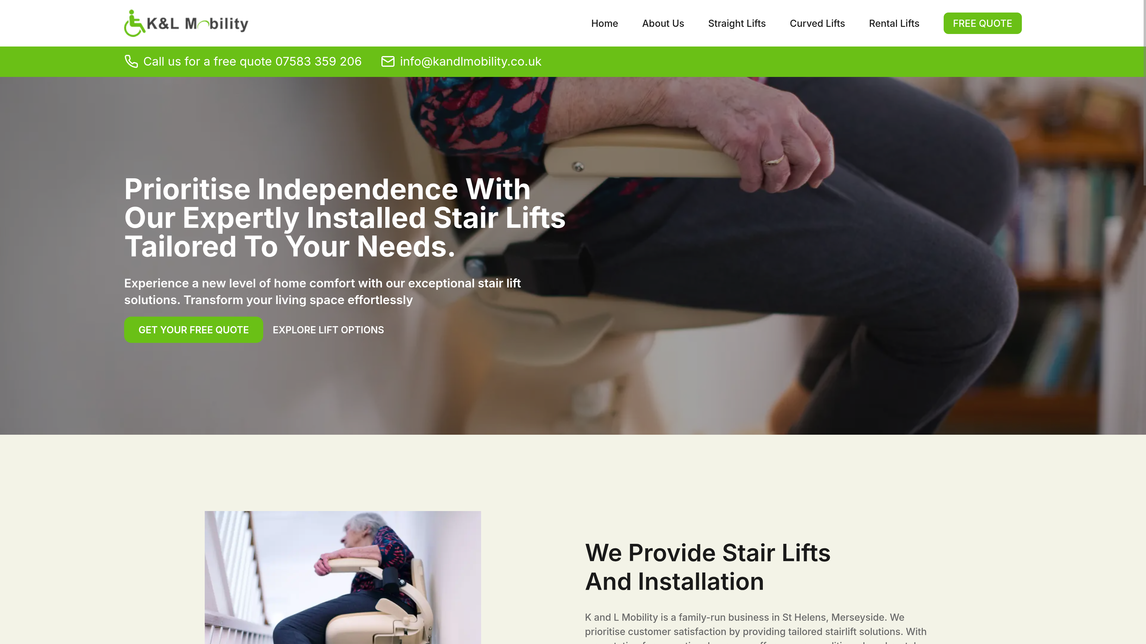 Screenshot of the K&L Mobility website